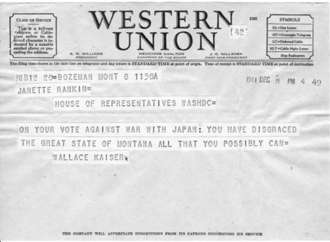 Telegram received by Rankin after the vote.